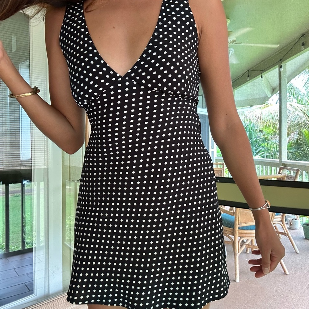 Princess Polly Chocolate Brown and White Polka Dot Dress